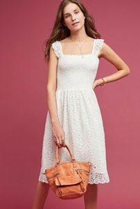 Maeve Anastasi Smocked Dress White Lace